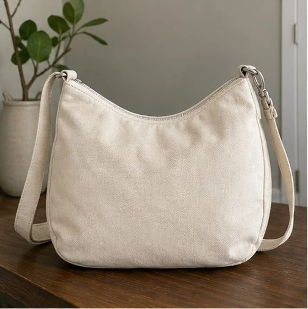 Cream Canvas Crossbody Bag